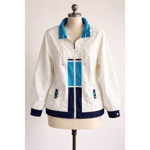 BonWorth Womens Windbreaker Jacket Retro Sporty Coastal Athleisure Size Medium
